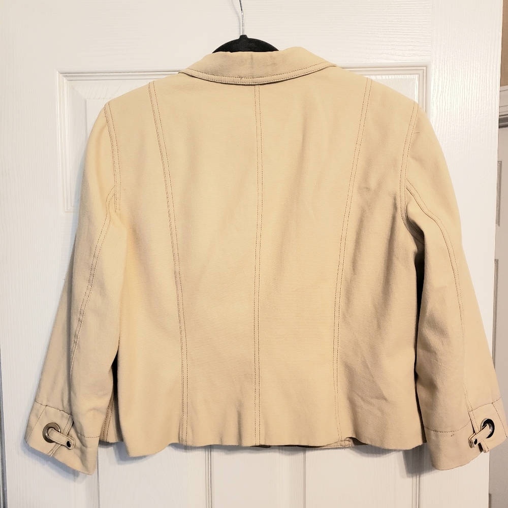 Liz Claiborne Taupe Two Button Snap Jacket - Picture 2 of 8